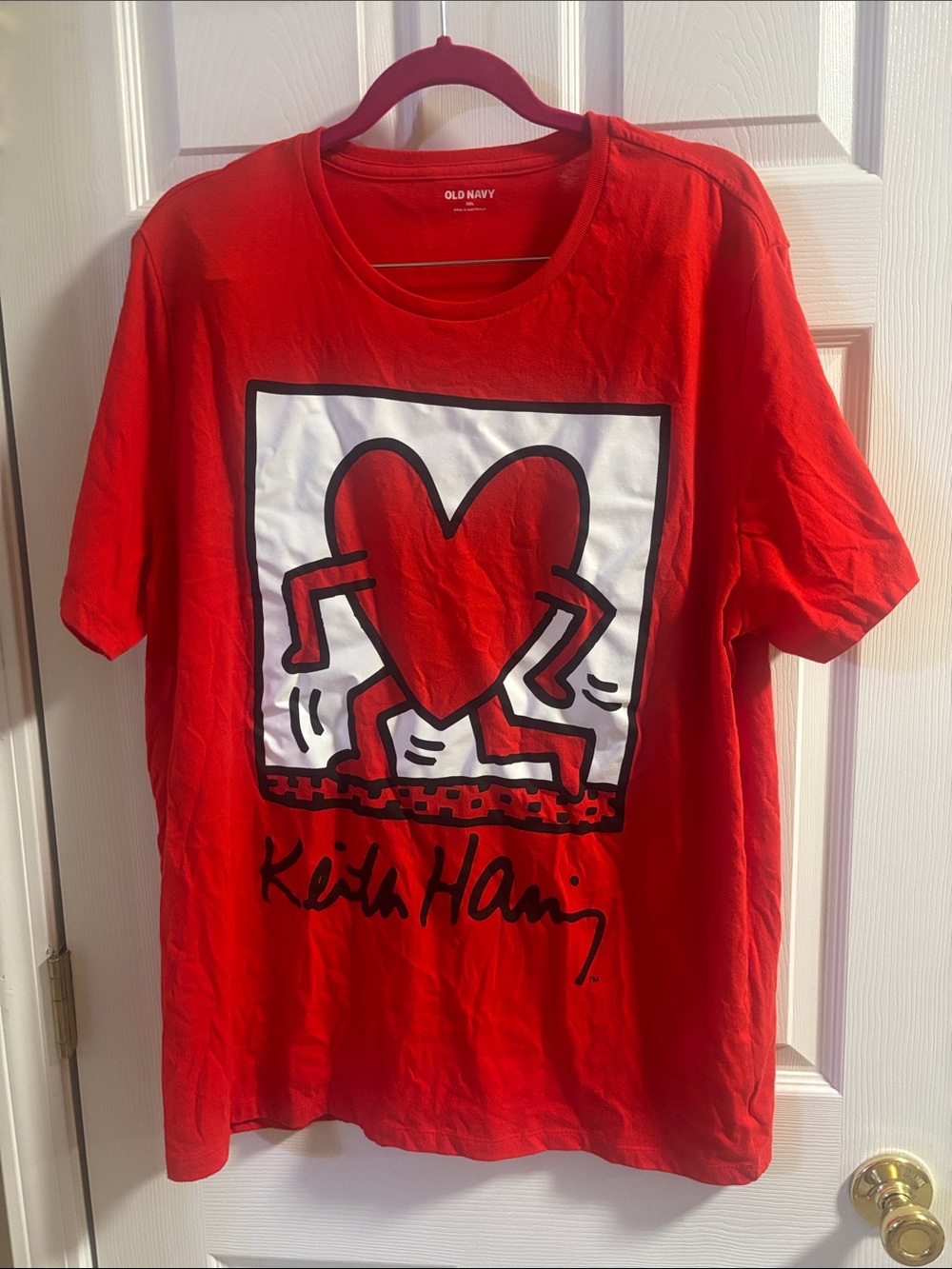 Old Navy Red Keith Haring Heart Graphic Tee